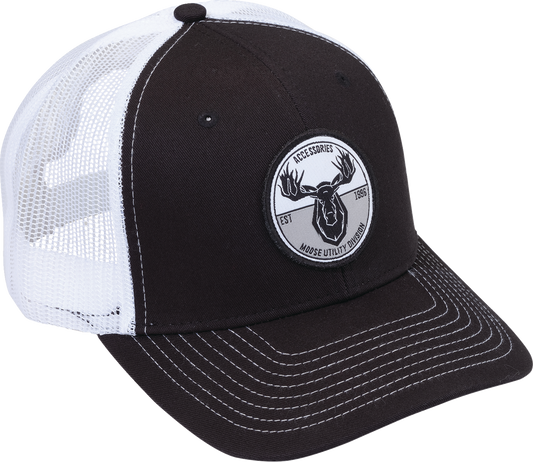 Moose Offroad C2902769 Mud Badge Hat - Black and White Embroidered Patch Cap