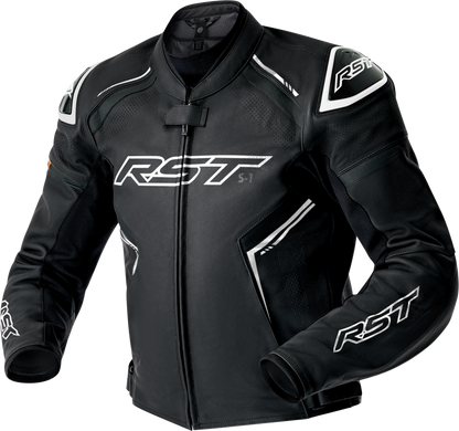 RST S1 D3o Leather Jacket in Black and White, Extra Small - Part Number 103605WHI-38