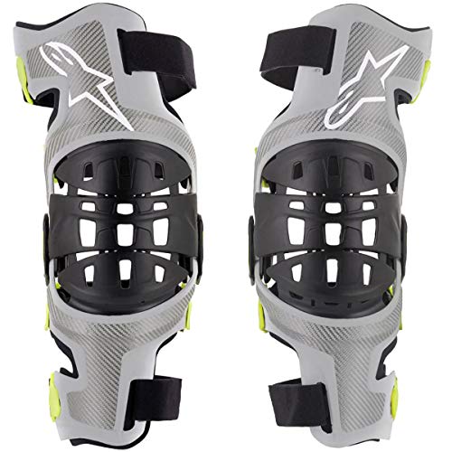 Alpinestars 6501319-195-M Unisex-Adult Bionic 7 Knee Set Silver/Yellow Md (Multi, one_size)