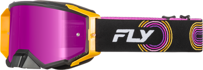 Fly Racing Zone Elite Goggle Black/Yellow with Magenta Mirror and Smoke Lens