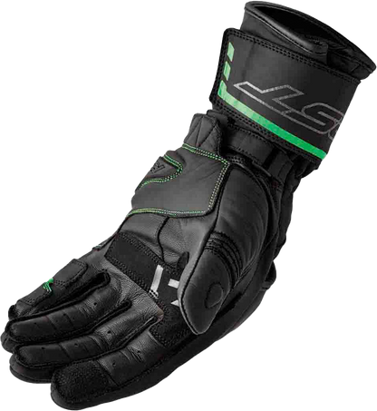 RST S1 Glove Black and Flou Green Leather XL – Men’s and Ladies’ Motorcycle Gloves with Carbon and TPR Protection