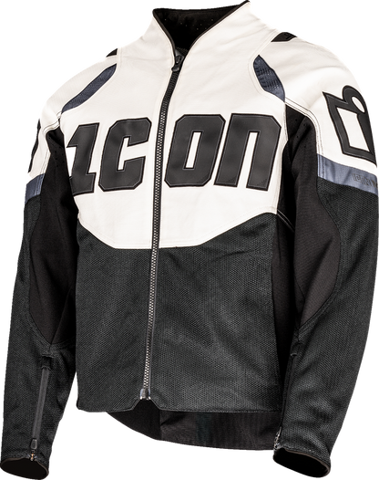 ICON Contra3™ Jacket White/Black Large - Mesh Motorcycle Jacket with D3O Impact Protectors