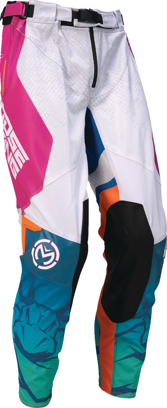 MOOSE OFFROAD Sahara Pants - Teal, Orange & Pink, US 32 - Durable Moto Riding Gear