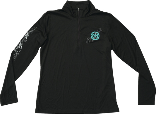 MOOSE OFFROAD Women's Flourish Script Quarter Zip Pullover - Black, Part Number 3051-1232
