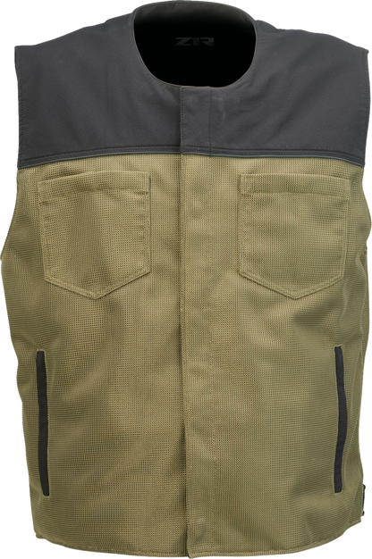 Z1R Mesh Vest Olive 4XL - Breathable Ventilated Motorcycle Vest with Multiple Pockets