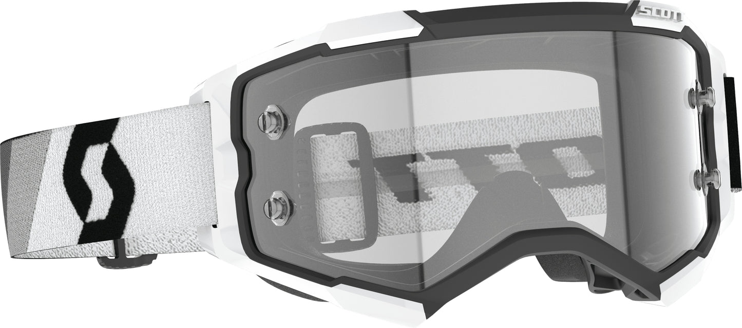 SCOTT Fury Goggle Prem Black/White Clear Works - High-Performance Motocross Eye Protection