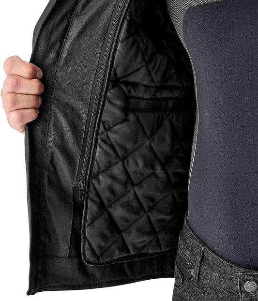 RST Brixton D3O Jacket Black Textile Large - Heavy-Duty Motorcycle Jacket with CE A-Rating and Removable Thermal Liner