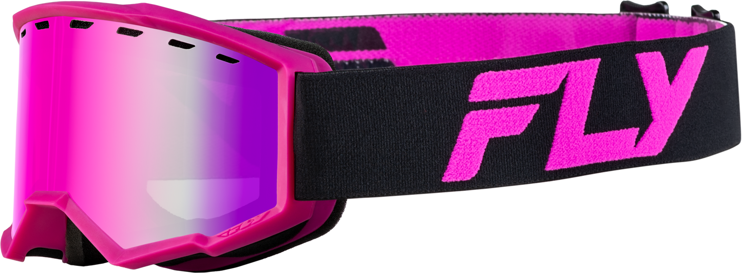 Fly Racing Youth Focus Snow Goggle Black/Pink with Pink Mirror and Rose Lens, Part Number FLB-24FY1