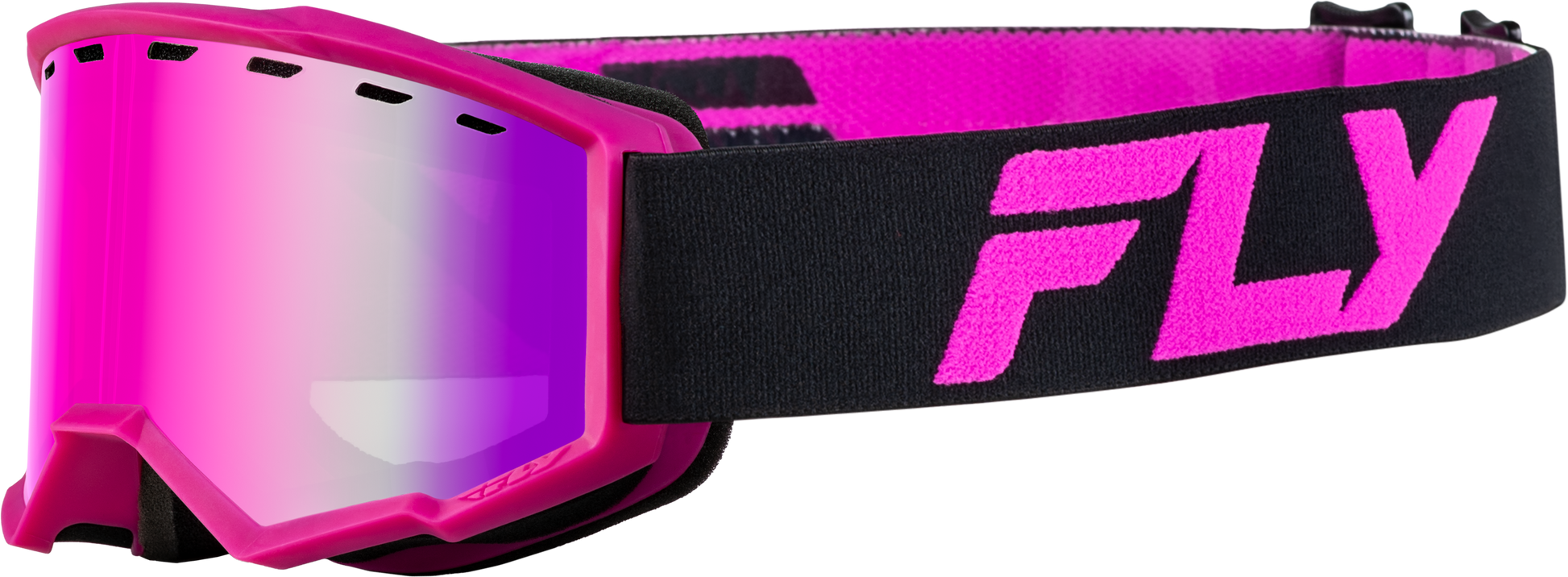 Fly Racing Youth Focus Snow Goggle Black/Pink with Pink Mirror and Rose Lens, Part Number FLB-24FY1