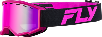 Fly Racing Youth Focus Snow Goggle Black/Pink with Pink Mirror and Rose Lens, Part Number FLB-24FY1
