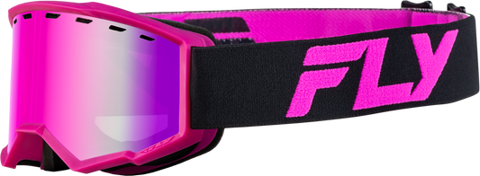 Fly Racing Youth Focus Snow Goggle Black/Pink with Pink Mirror and Rose Lens, Part Number FLB-24FY1