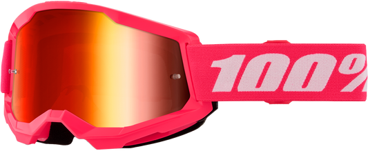 100-Percent Strata 2 Junior Goggle Pink Mirror Red Lens - Youth MX and MTB Eyewear