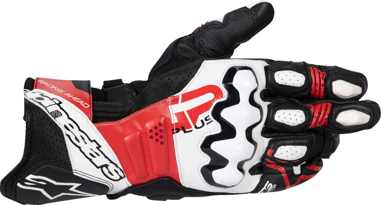 Alpinestars GP Plus R V3 Leather Gloves 2XL - Black, White & Bright Red (Part #3550825-1304-2X)