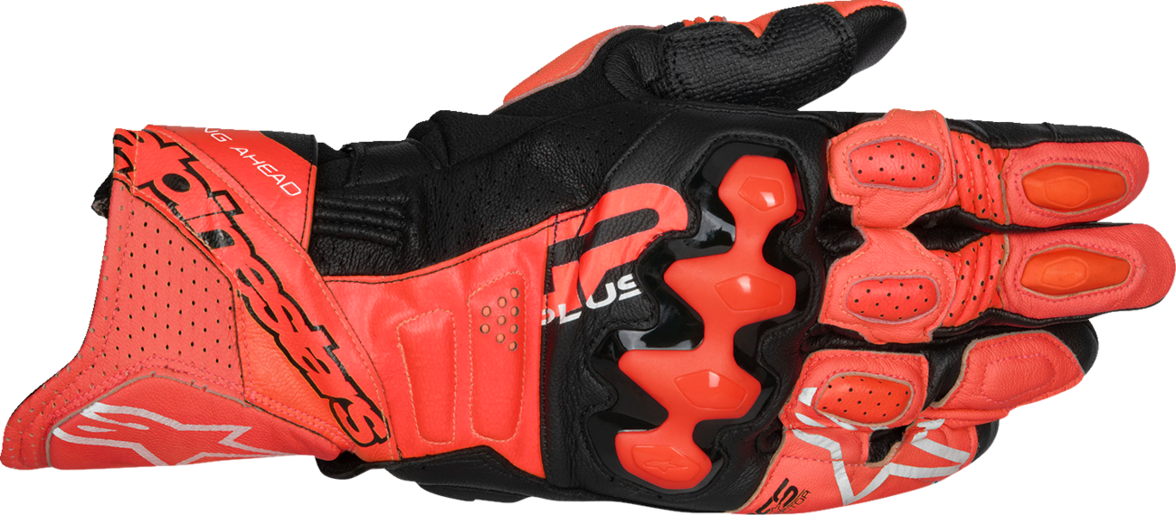 Alpinestars GP Plus R V3 Leather Gloves - Bright Red, Fluo Red & Black, 2XL (Part #3550825-3097-2X)