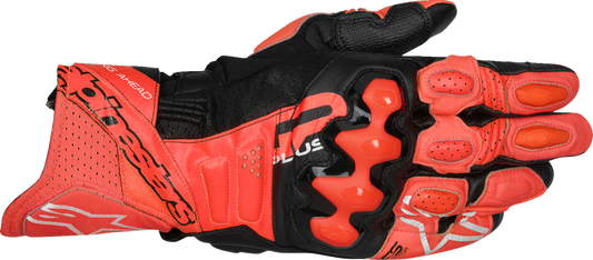 Alpinestars GP Plus R V3 Leather Gloves - Bright Red, Fluo Red & Black, 2XL (Part #3550825-3097-2X)