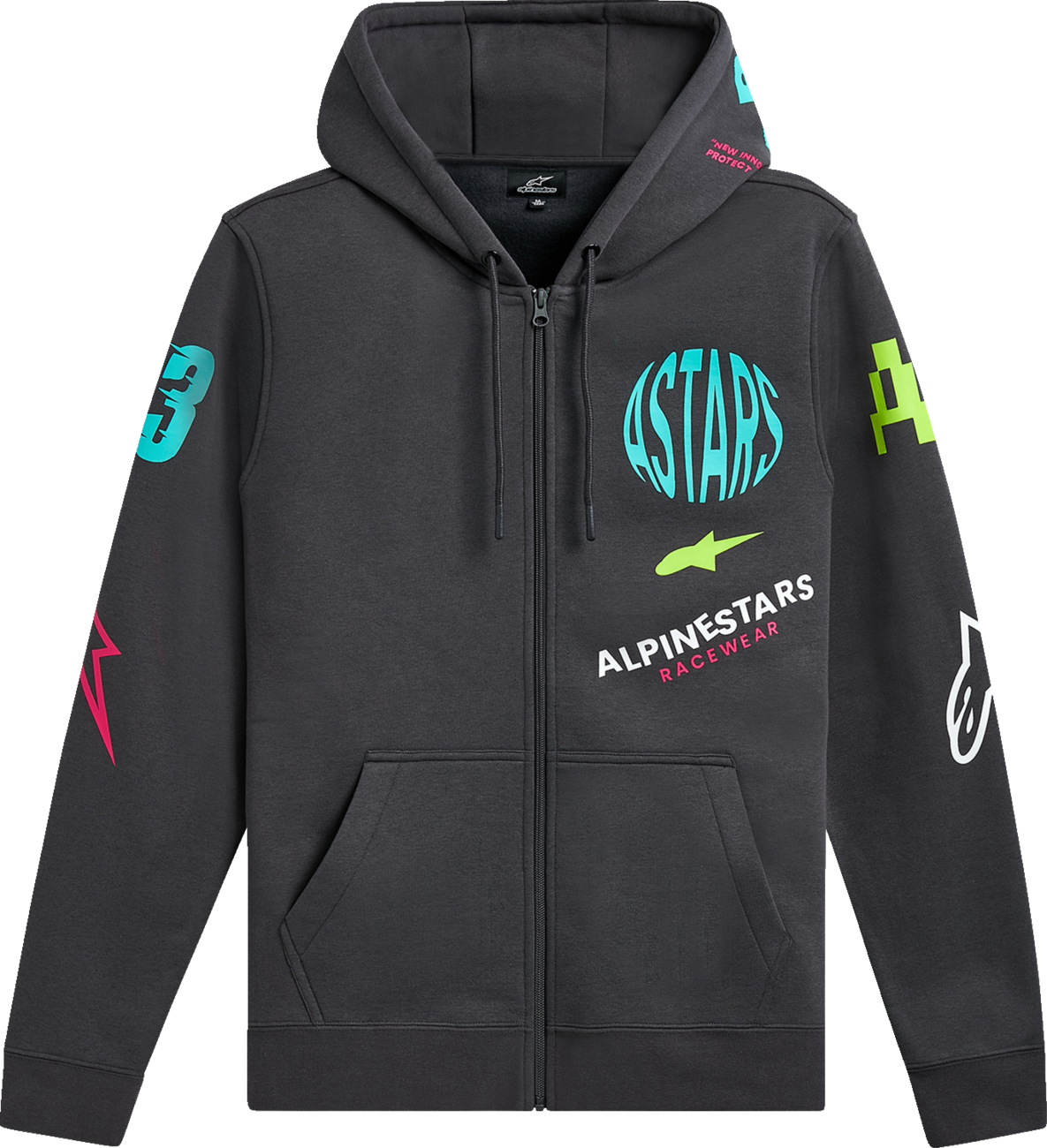 Alpinestars Variegate Zip Hoodie 2XL in Gunmetal with Multi Logo Art