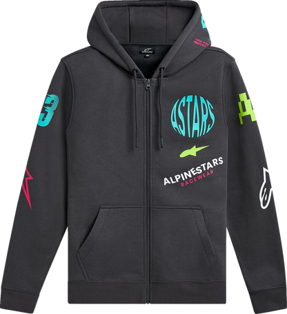 Alpinestars Variegate Zip Hoodie 2XL in Gunmetal with Multi Logo Art