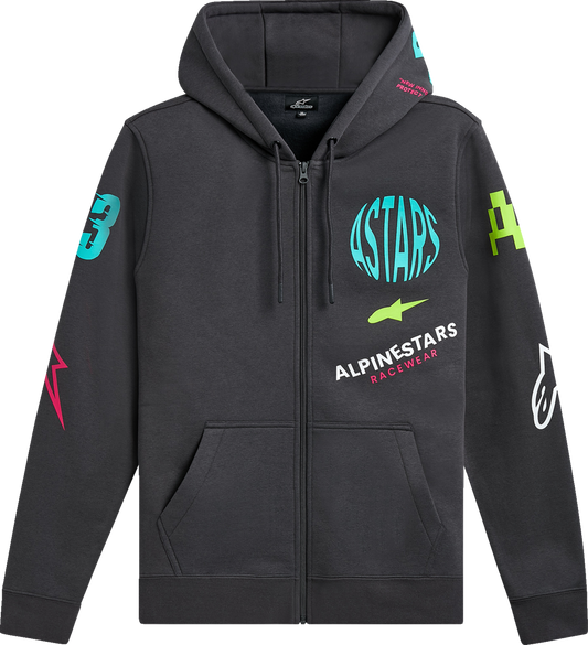 Alpinestars Variegate Zip Hoodie 2XL in Gunmetal with Multi Logo Art