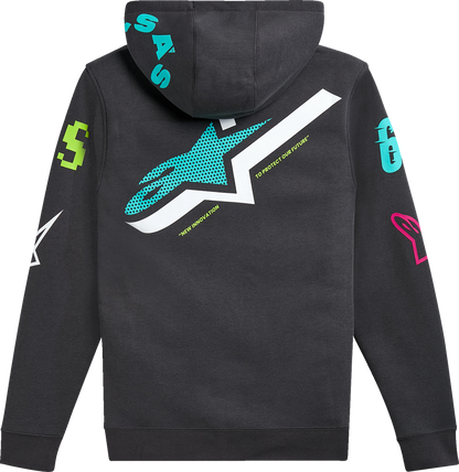 Alpinestars Variegate Zip Hoodie 2XL in Gunmetal with Multi Logo Art