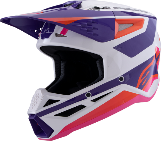 Alpinestars SM3 Helmet Heat - Gloss White, Purple & Pink, Large (Part Number 8301026-2052-L)