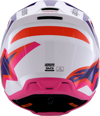 Alpinestars SM3 Helmet Heat - Gloss White, Purple & Pink, Large (Part Number 8301026-2052-L)