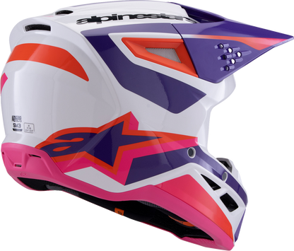 Alpinestars SM3 Helmet Heat - Gloss White, Purple & Pink, Large (Part Number 8301026-2052-L)