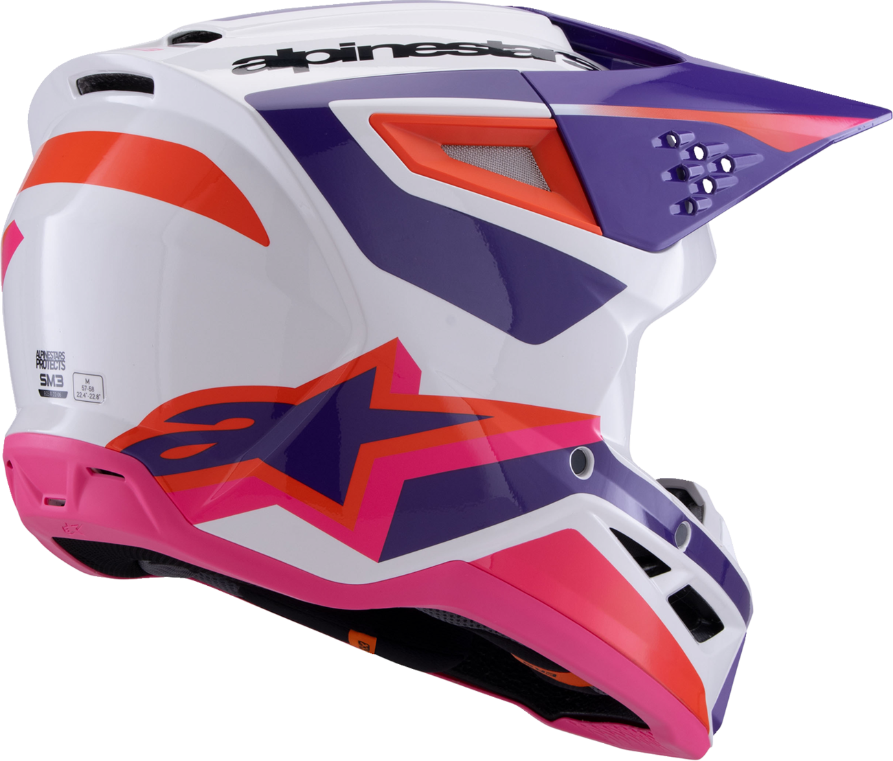 Alpinestars SM3 Helmet - Heat, Gloss White/Purple/Pink, Medium - Part 8301026-2052-M