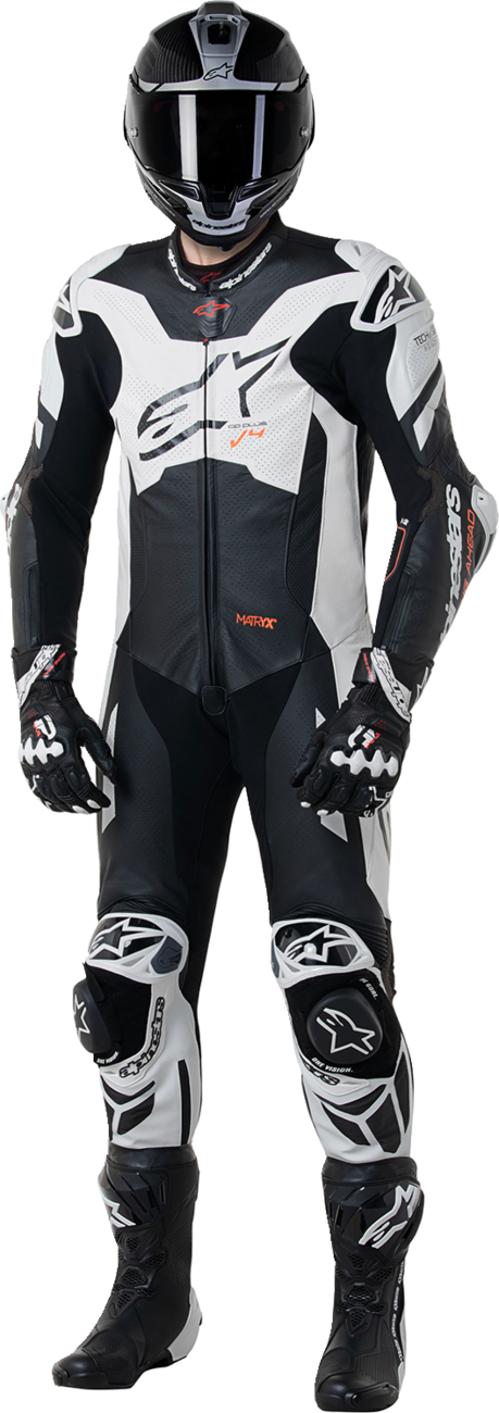 Alpinestars GP Plus v4 Sprint 1-Piece Leather Suit - Black/Red Fluo/White US 38 / EU 48 (Part No. 3150225-1231-48)