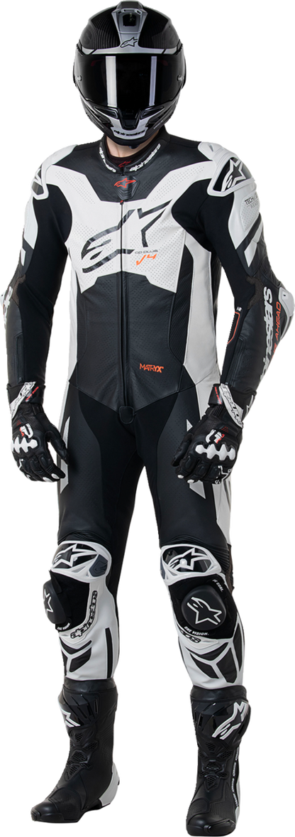 Alpinestars GP Plus v4 Sprint 1-Piece Leather Suit - Black/Red Fluo/White US 38 / EU 48 (Part No. 3150225-1231-48)