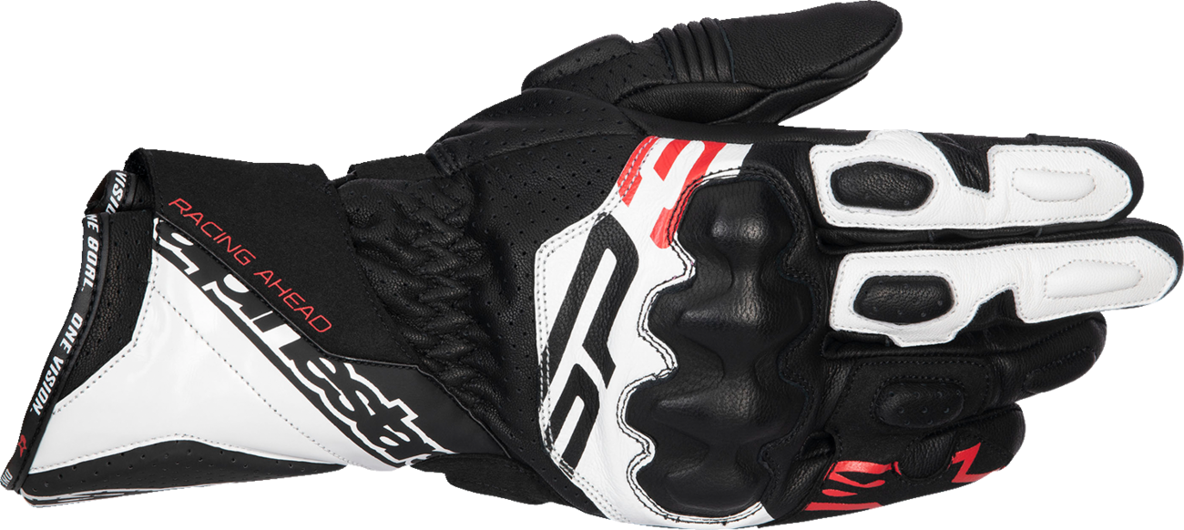 Alpinestars SP-3 Motorcycle Gloves - Black, White & Fluo Red, 2XL (Part No. 3550925-1231-2X)