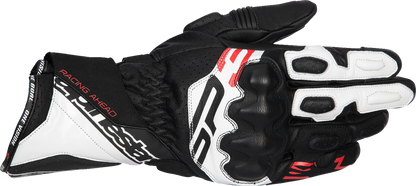 Alpinestars SP-3 Motorcycle Gloves - Black, White & Fluo Red, 2XL (Part No. 3550925-1231-2X)