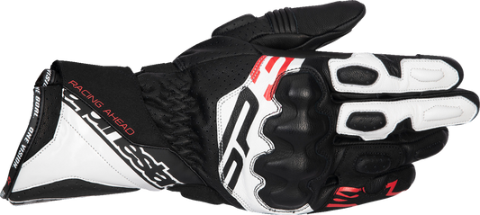Alpinestars SP-3 Motorcycle Gloves - Black, White & Fluo Red, 2XL (Part No. 3550925-1231-2X)