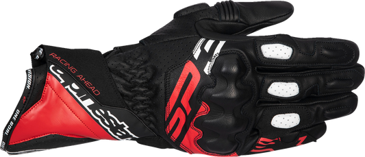 Alpinestars SP-3 Motorcycle Gloves - Black, Bright Red & White, Large (Part No. 3550925-1342-L)