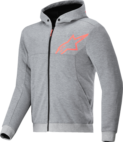 Alpinestars Chrome v2 Sport Hoodie - Heather Gray/Red Fluo - Large (Part Number 4200325-9199-L)