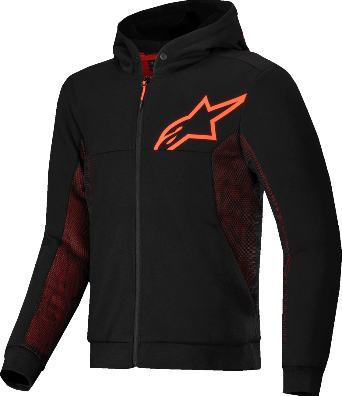 Alpinestars Chrome Air Sport Hoodie - Black/Red Fluo, Size Small (Part #4200425-1030-S)