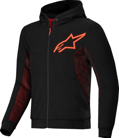 Alpinestars Chrome Air Sport Hoodie - Black/Red Fluo, Size Small (Part #4200425-1030-S)