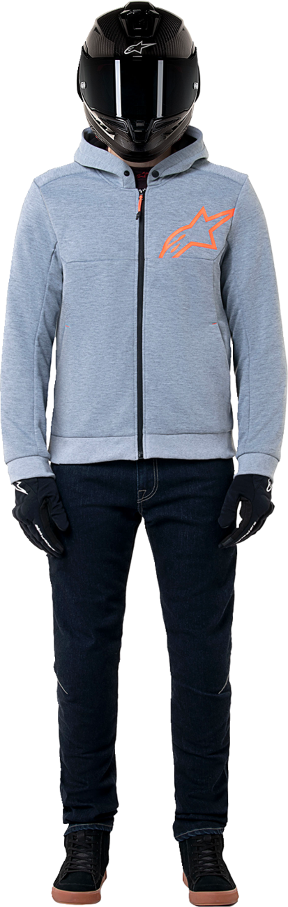 Alpinestars Chrome v2 Sport Hoodie - Heather Gray/Red Fluo - Large (Part Number 4200325-9199-L)