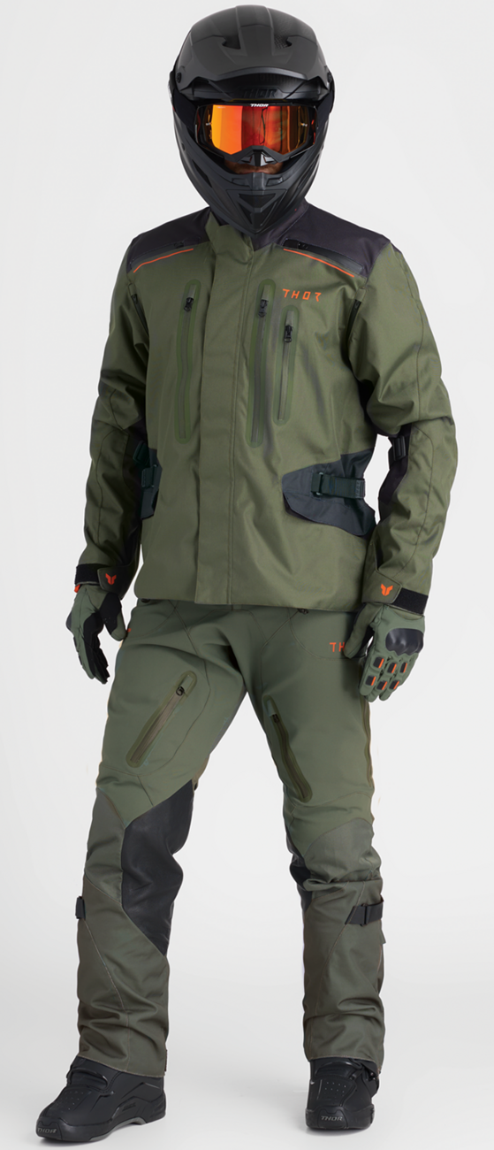 THOR Range Pants - Army/Orange US 28 - Durable Waterproof and Breathable Motorcycle Pants with Dura-Motion Paneling