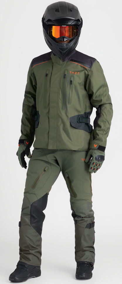 THOR Range Pants Army/Orange US 46 - Waterproof and Breathable Utility Pants with Vented Knee and Hip Pads