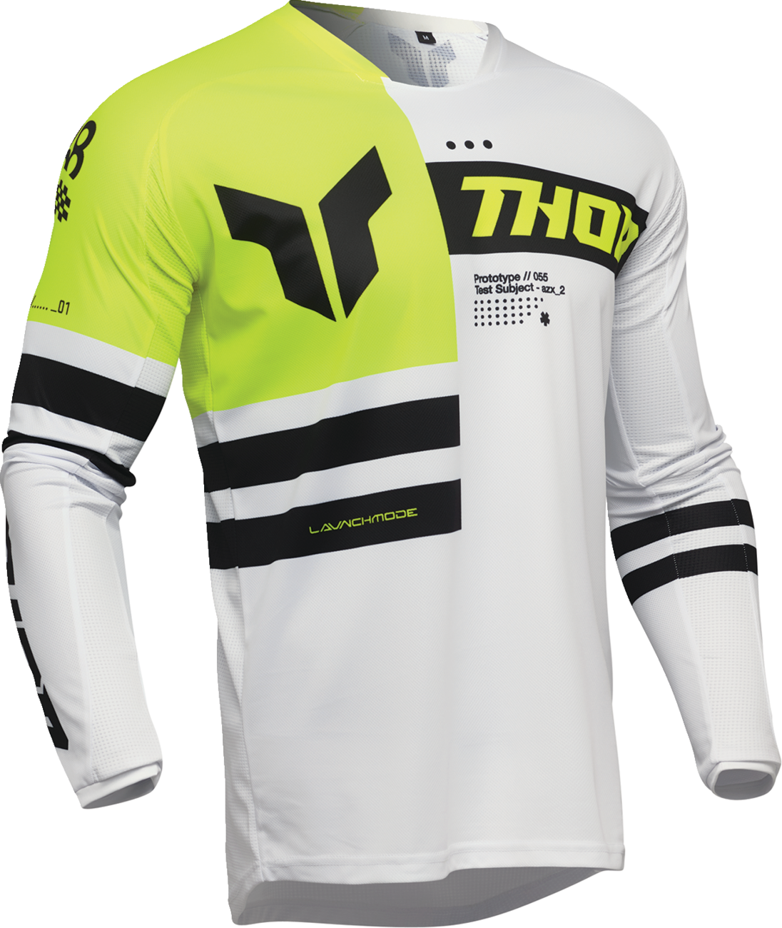 THOR Launchmode Dozer Jersey - Acid/Black, Size Large – Durable Poly/Spandex Motorcycle Jersey