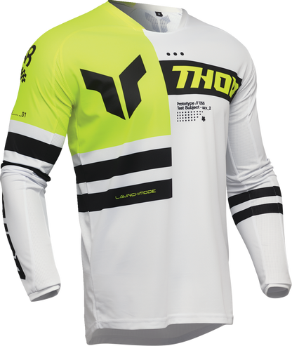 THOR Launchmode Dozer Jersey - Acid/Black, Size Large – Durable Poly/Spandex Motorcycle Jersey