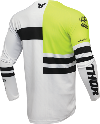 THOR Launchmode Dozer Jersey - Acid/Black, Size Large – Durable Poly/Spandex Motorcycle Jersey