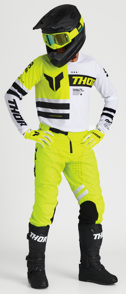 THOR Launchmode Dozer Jersey - Acid/Black, Size Large – Durable Poly/Spandex Motorcycle Jersey