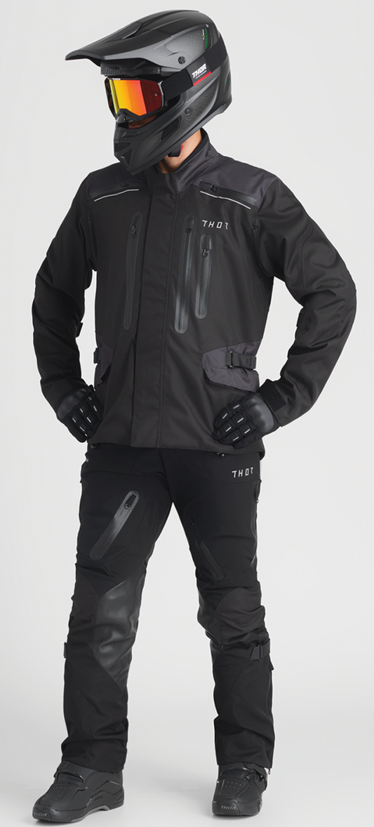 THOR Range Jacket Black/Heather XL - Waterproof and Breathable Motorcycle Outerwear, Part 2920-0846