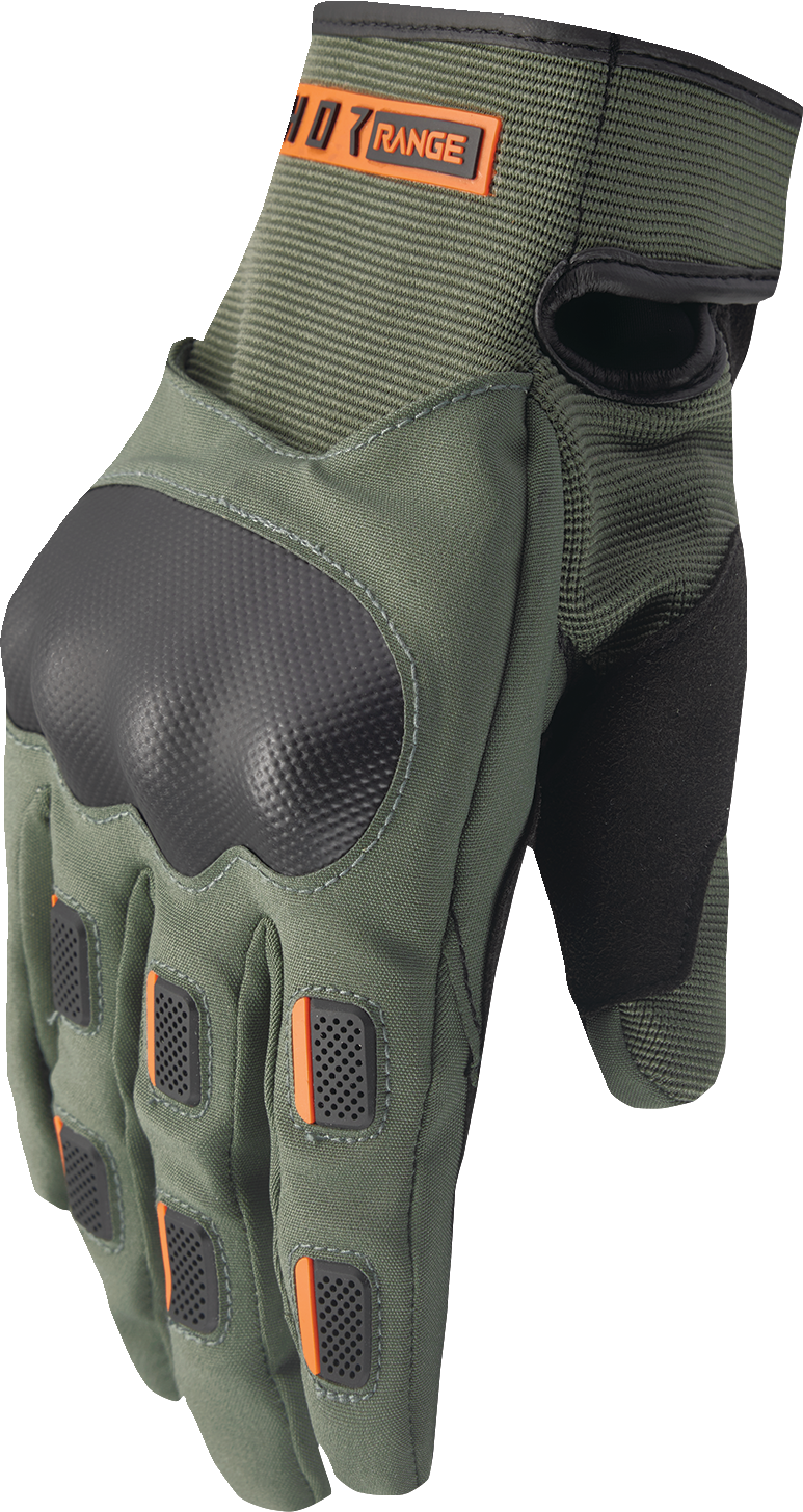 THOR Range Gloves Army/Orange Large - Waterproof and Breathable Motorcycle Gloves with Touchscreen Compatibility