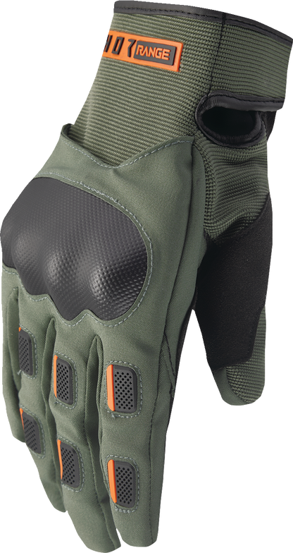 THOR Range Gloves Army/Orange Large - Waterproof and Breathable Motorcycle Gloves with Touchscreen Compatibility