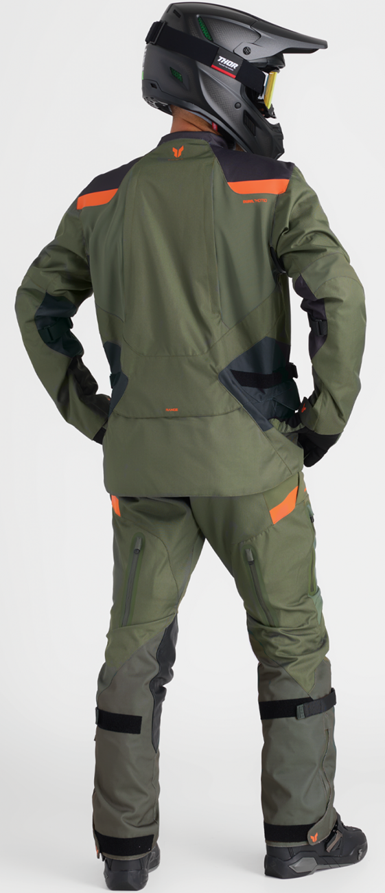 THOR Range Gloves Army/Orange Large - Waterproof and Breathable Motorcycle Gloves with Touchscreen Compatibility