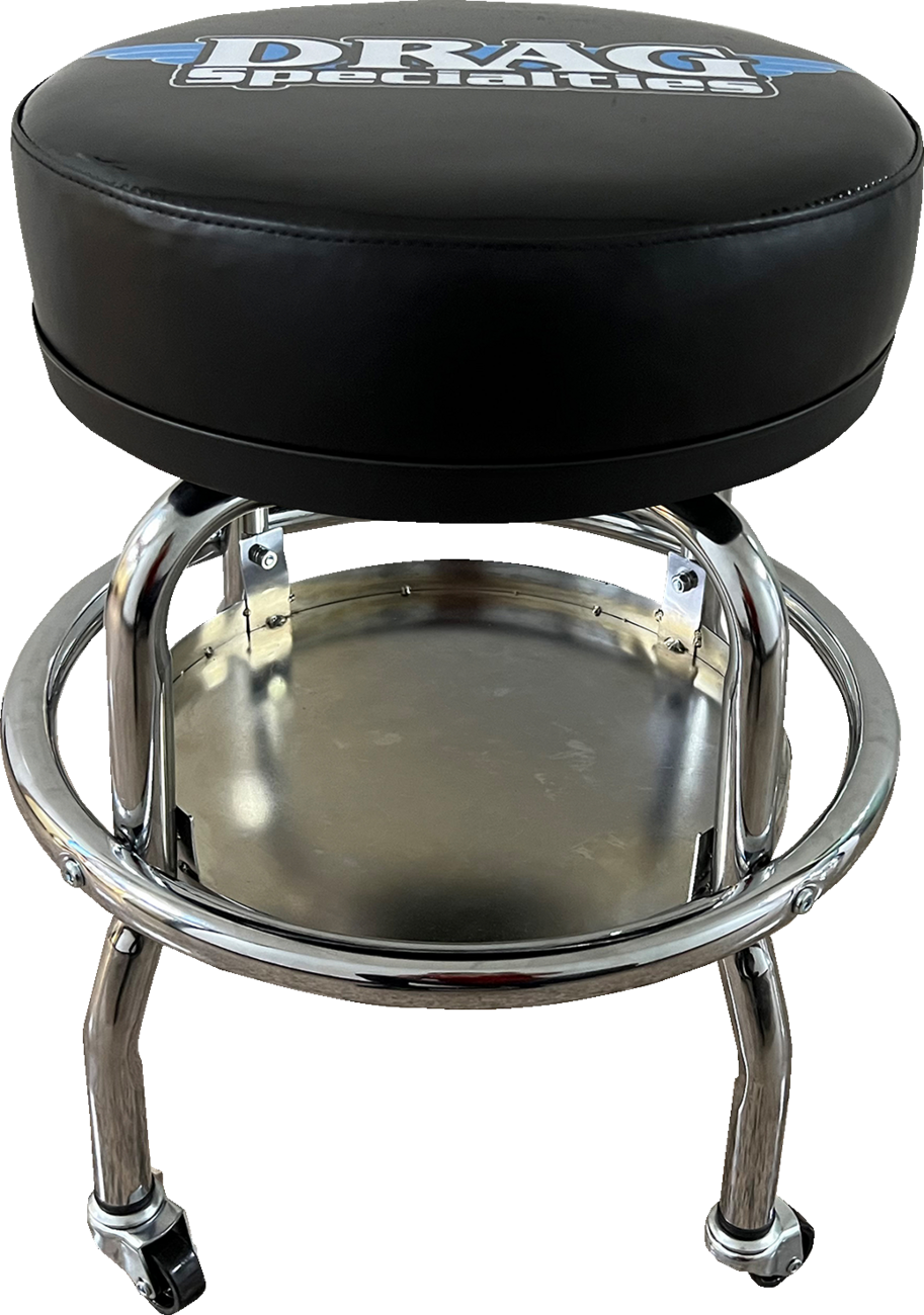 DRAG SPECIALTIES Mechanic Bar Stool X80-6030D with Chrome Plated Pedestals, 22-inch Height
