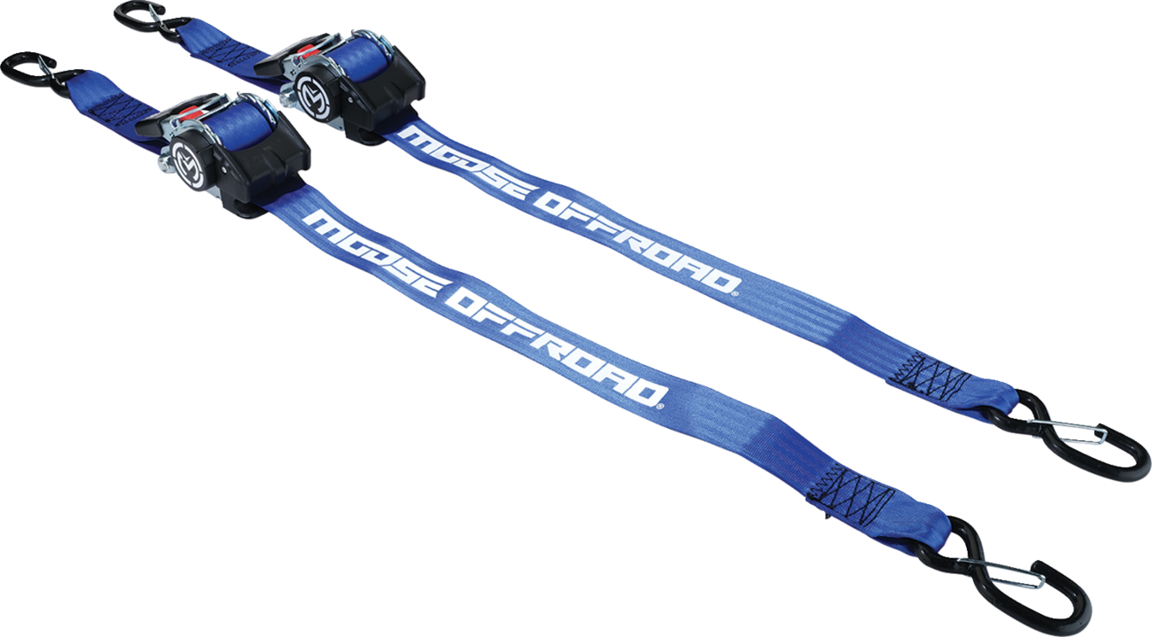 MOOSE OFFROAD Retractable Ratcheting Straps - 2 inch x 10 feet, Blue - Part 3920-0539
