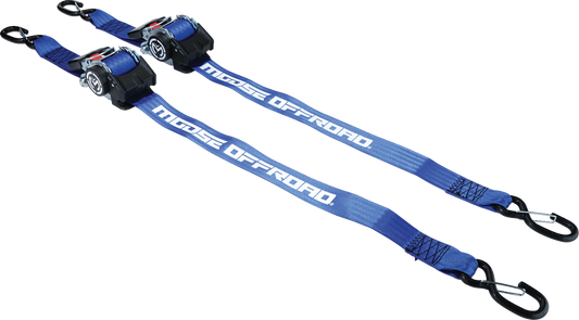 MOOSE OFFROAD Retractable Ratcheting Straps - 2 inch x 10 feet, Blue - Part 3920-0539